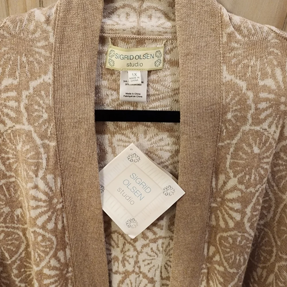 Sigrid Olsen Studio Long Sleeve Long Open Sweater Cardigan 1X - Picture 3 of 7